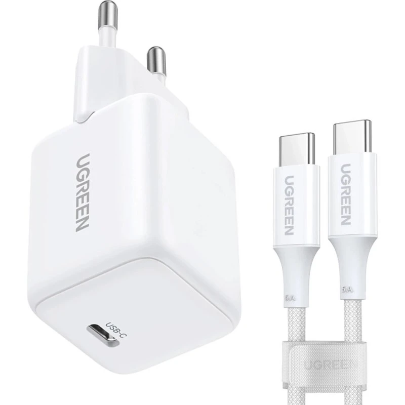 Ugreen X513 30W GaN USB-C 1x + kabel 1m biały