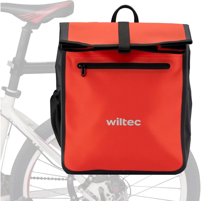 Wiltec Torba na rower 22 l, czerwona, wodoodporna z odblaskami