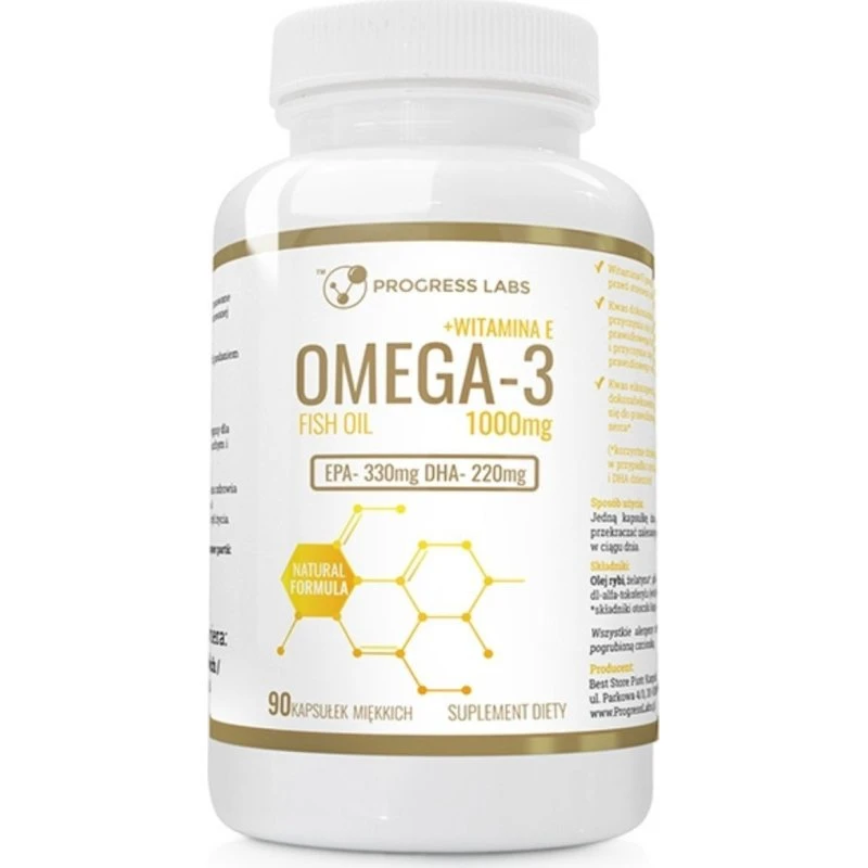 Progress Labs Omega-3 1000mg + Witamina E (90 kapsułek)