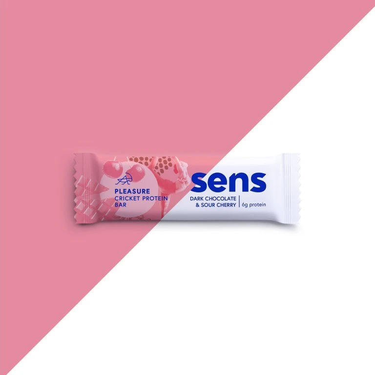 Sens Pleasure Baton Proteinowy z Mąką ze Świerszczy - Gorzka Czekolada i Wiśnia, 40g
