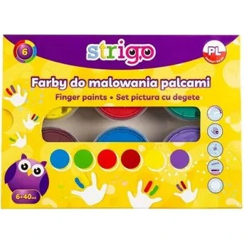 Strigo Farby do malowania palcami 6 kolorów 40 ml