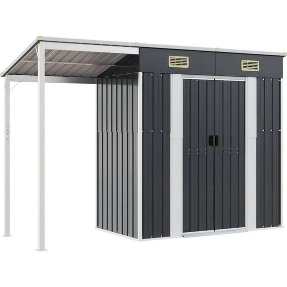 vidaXL Szopa ogrodowa Antracyt, 277x107x181 cm, stal