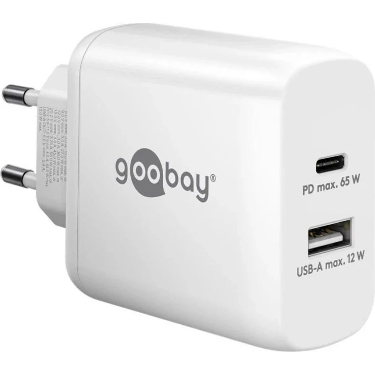 GOOBAY Podwójna ładowarka USB-C PD 65 W biała
