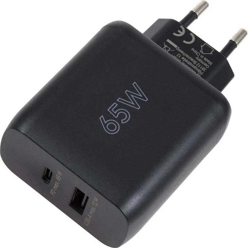 GOOBAY Podwójna ładowarka USB-C PD 65W czarna 65409