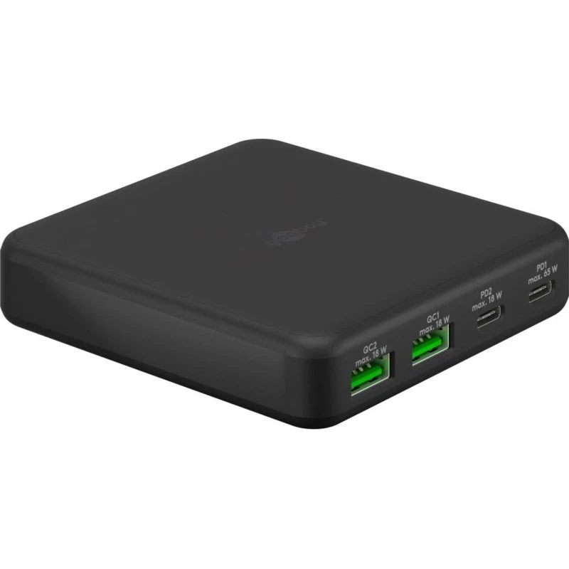 GOOBAY Wieloportowa ładowarka USB-C PD GaN 65 W czarna