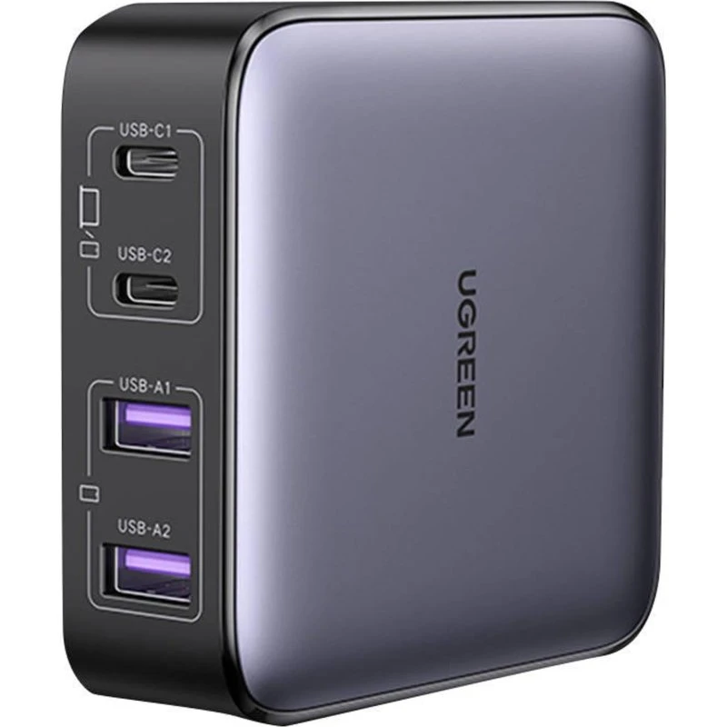 UGreen CD327 Nexode 65W GaN, 2x USB-C, 2x USB-A, szary