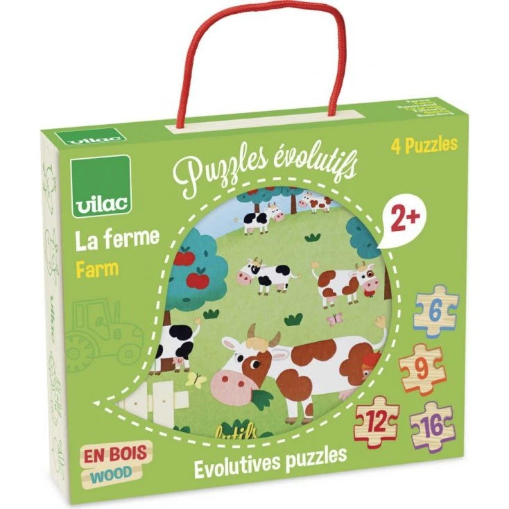 Vilac Drewniane Puzzle Farma 4w1 Progresywne