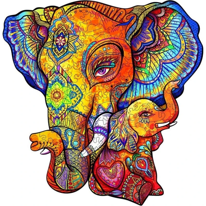 Słoniątko z Mamą – Puzzle Drewniane 125 Elementów