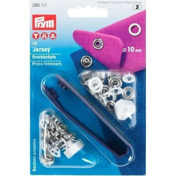 Prym Prasy do dżerseju z narzędziem, białe, 10 mm