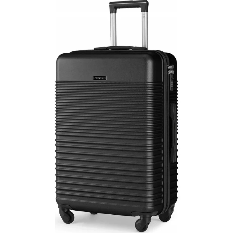 Puccini Walizka Duża Twarda ABS Czarna 55cm Na Kółkach