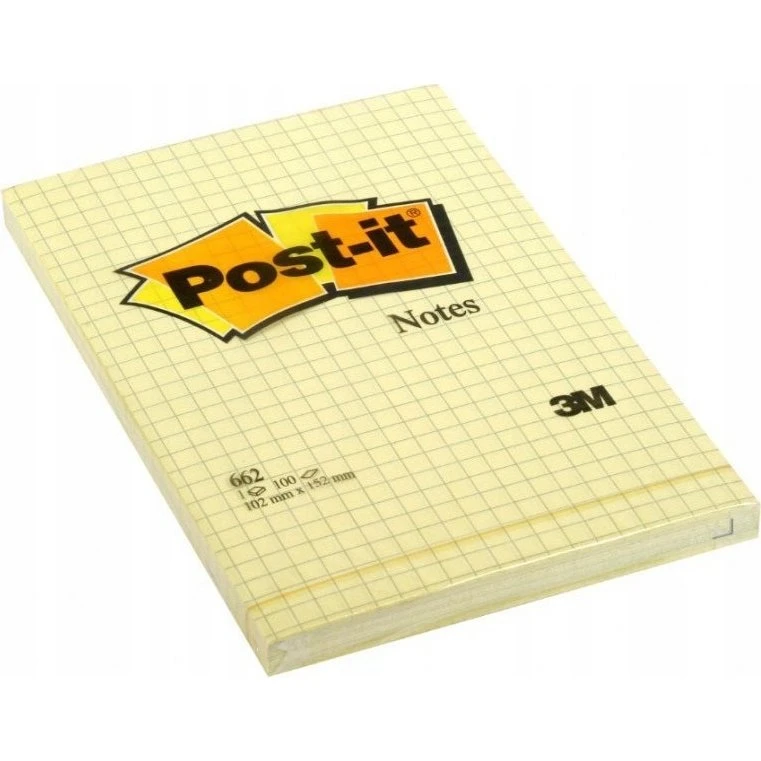 3M POST-IT 662 Żółte Karteczki 102x152mm 100k w kratkę