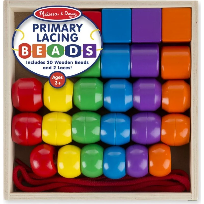 Melissa & Doug Drewniane Korale do Nawlekania Duże