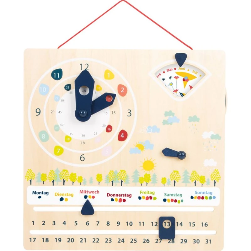 SMALL FOOT Kalendarz z zegarem edukacyjny 12/24h FSC