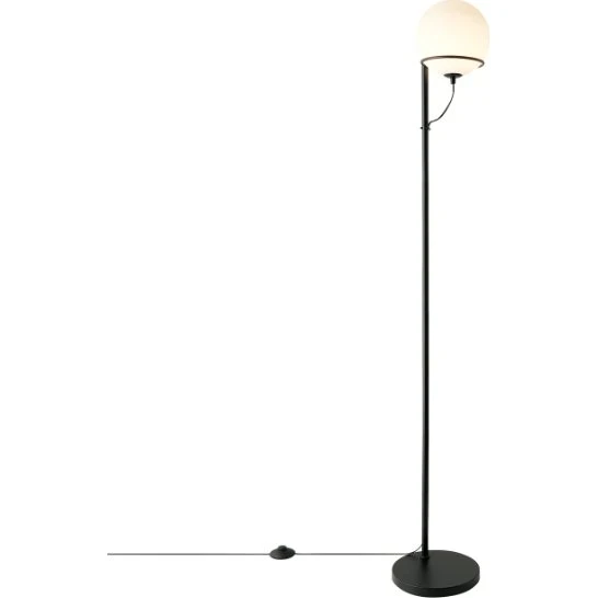 Nordlux Wilson Lampa podłogowa z białym kloszem szklanym, czarna ramka