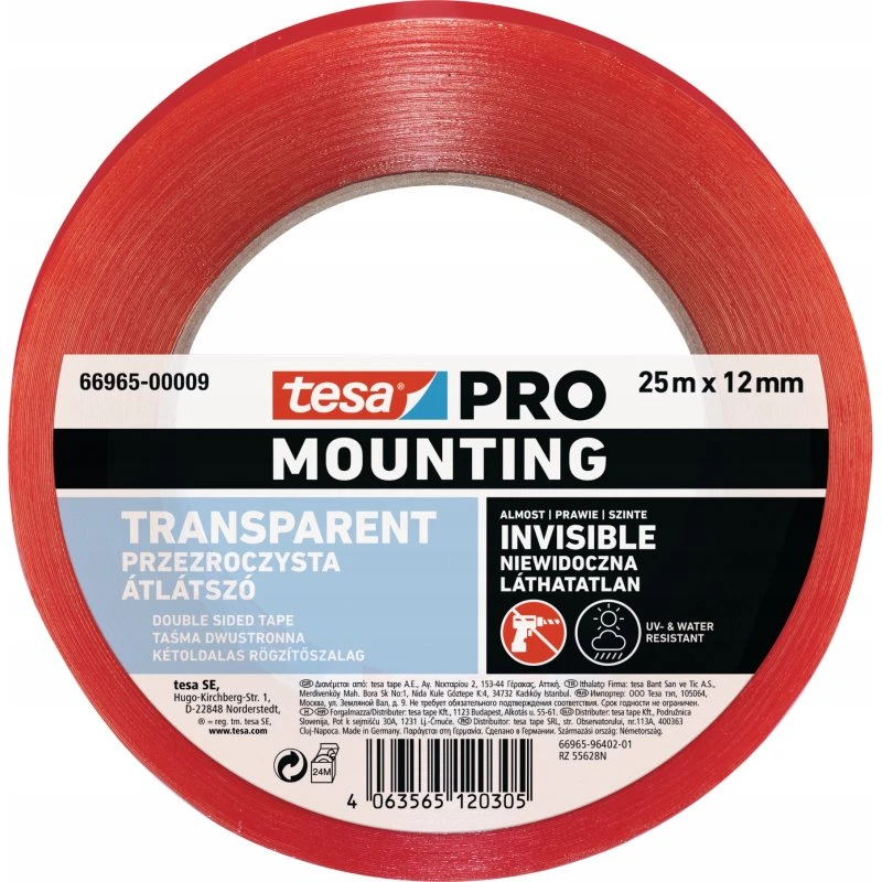 tesa® PRO 66965 Taśma Montażowa Przezroczysta 25x12 mm