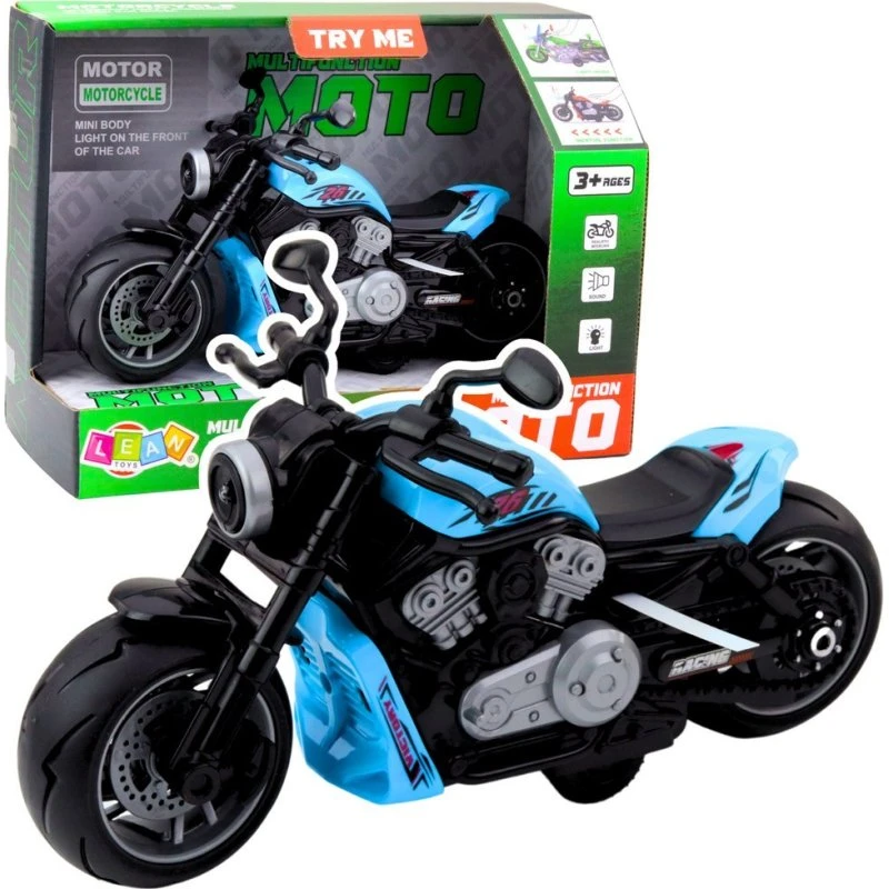 LEAN Toys Motocykl na baterie niebieski z oświetleniem i dźwiękami