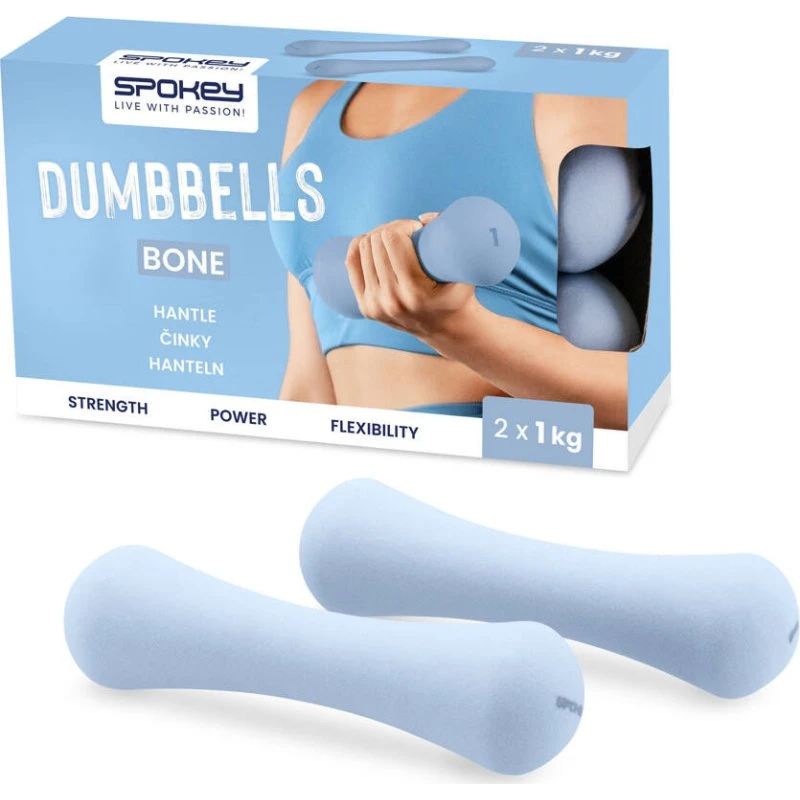 Spokey BONE Hantle Neoprenowe 2x1 kg Niebieskie