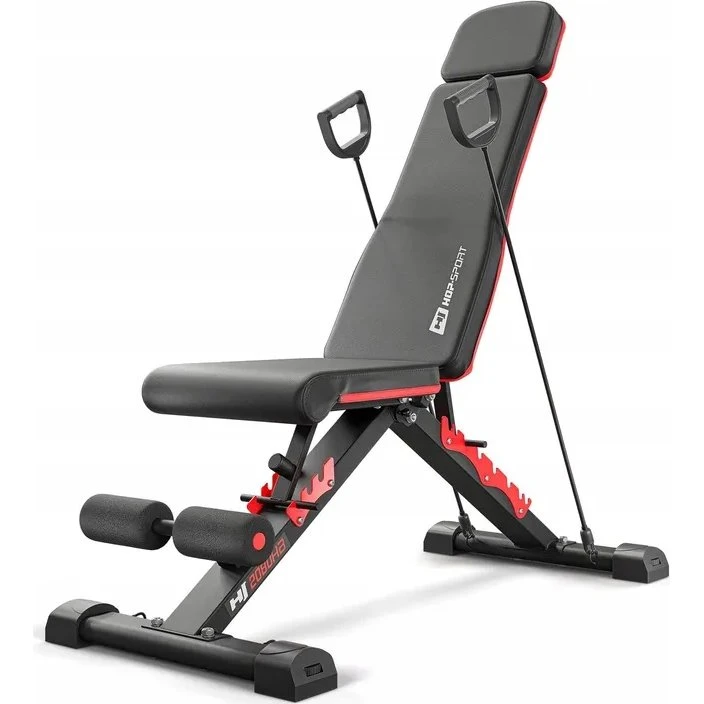 Hopsport Ławka treningowa z ekspanderami 250 kg skośna składana