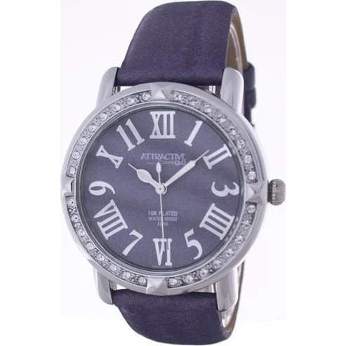 Q&Q DA93-305 Zegarek damska fioletowy 43 mm srebrna koperta