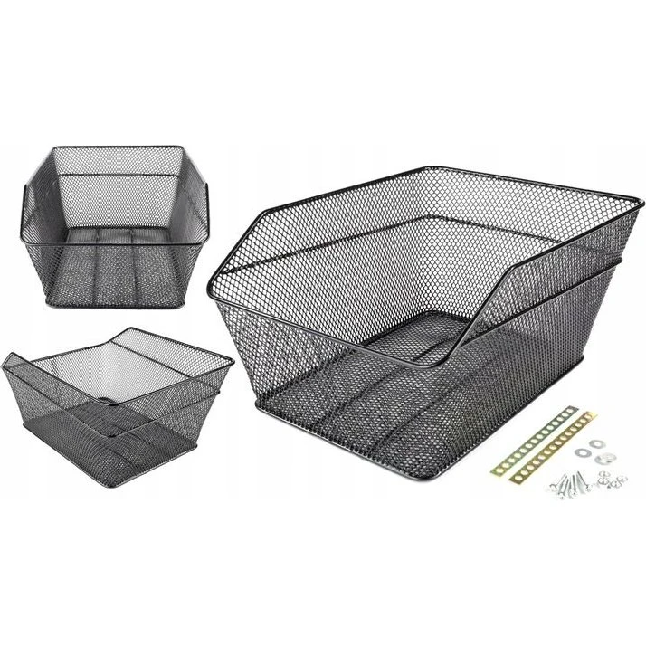 Koszyk Rowerowy Metalowy Tylny, 20 l, Czarny, Mocny