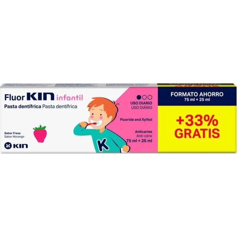 Fluorkin Pasta do Zębów dla Dzieci Truskawka 75+25 ml