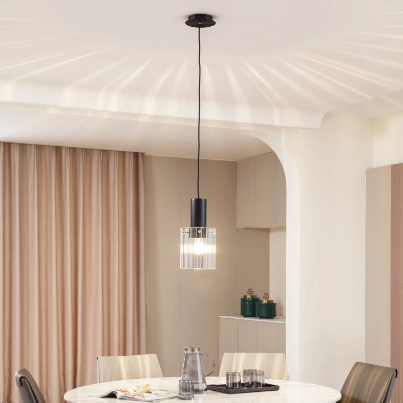 Lucande Eirian Lampa Wisząca Clear/Black, Szkło, Ø 18 cm