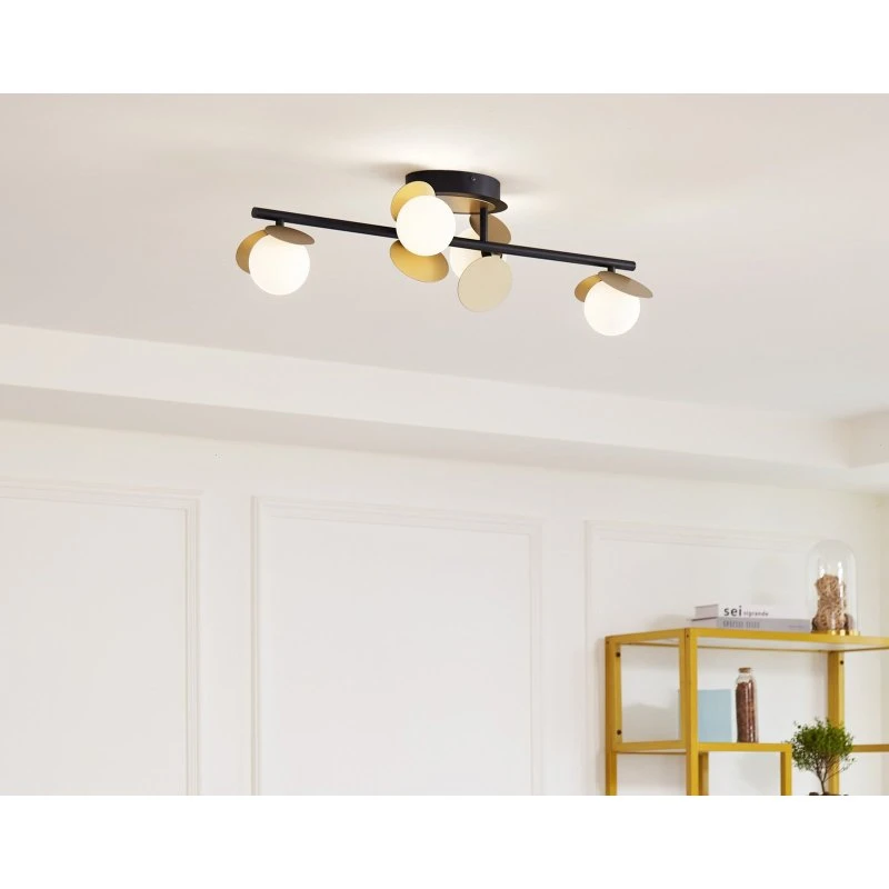 Lucande Pallo Lampa Sufitowa LED 4-punktowa Czarny/Złoty