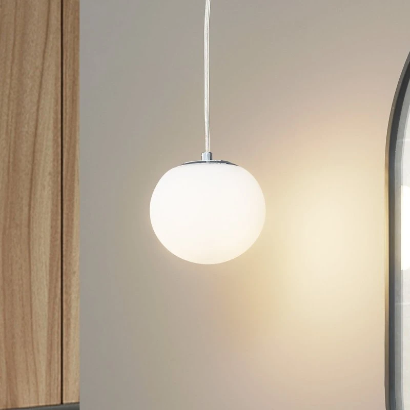 Lucande Bidolo Lampa Wisząca IP44 Chrom Szkło Ø15 cm