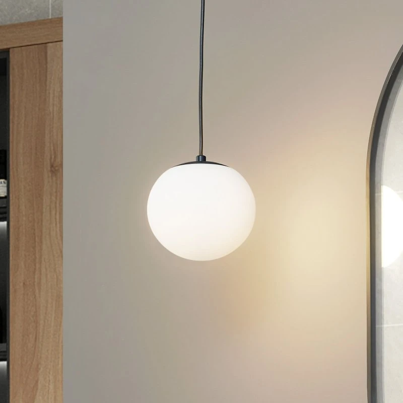 Lucande Bidolo Lampa Wisząca IP44 Czarna, Szkło, Ø 15 cm