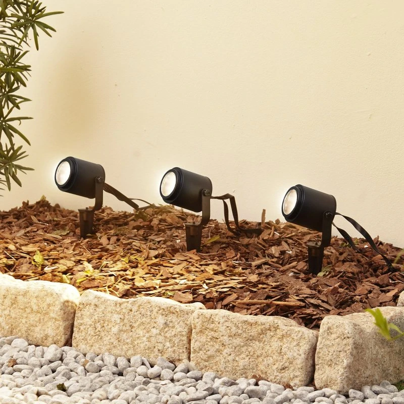 Lindby Smart Nymo LED – zestaw 3 reflektorów zewnętrznych RGB/CCT
