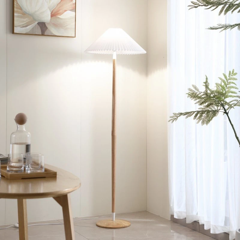 Lucande Ellorin Lampa Podłogowa Biała/Drewno Ø 47,5 cm