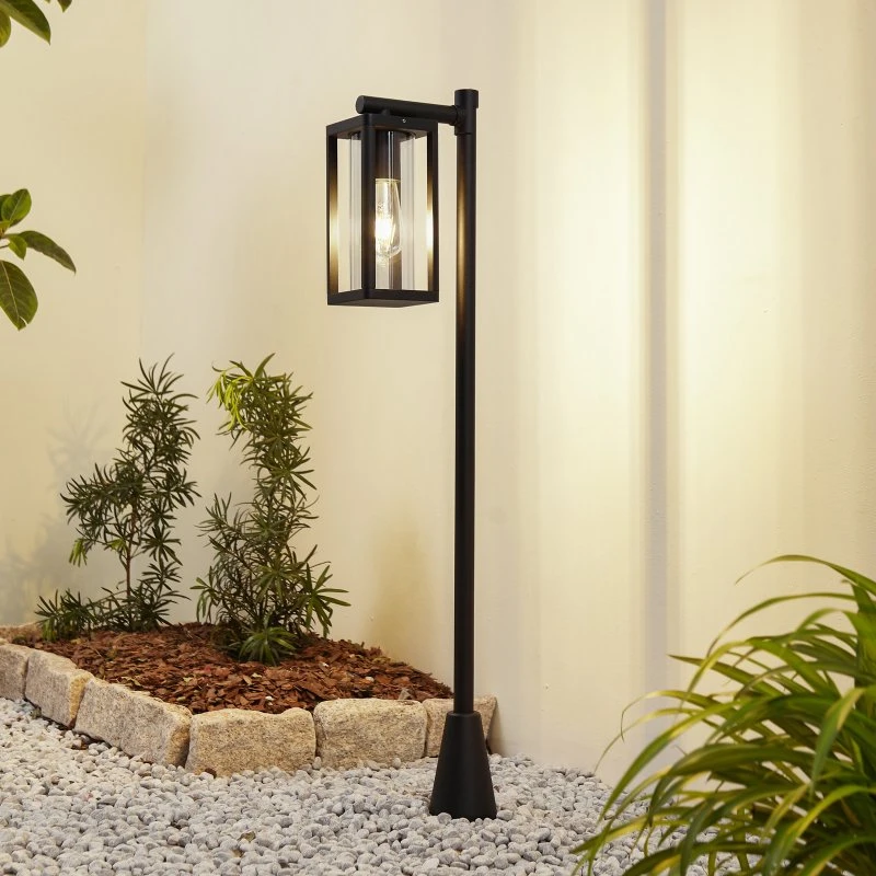 Słupek oświetleniowy Lucande Siveta 100 cm, czarny, E27, IP65