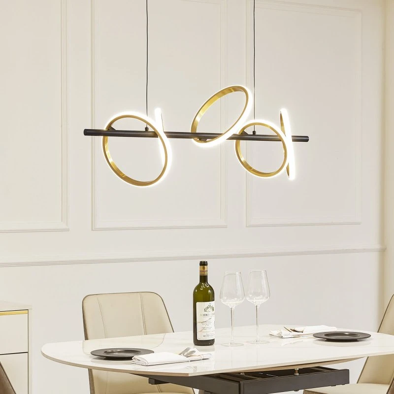 Lucande Madu L92,5 Lampa Wisząca LED Czarna/Złota/Biała
