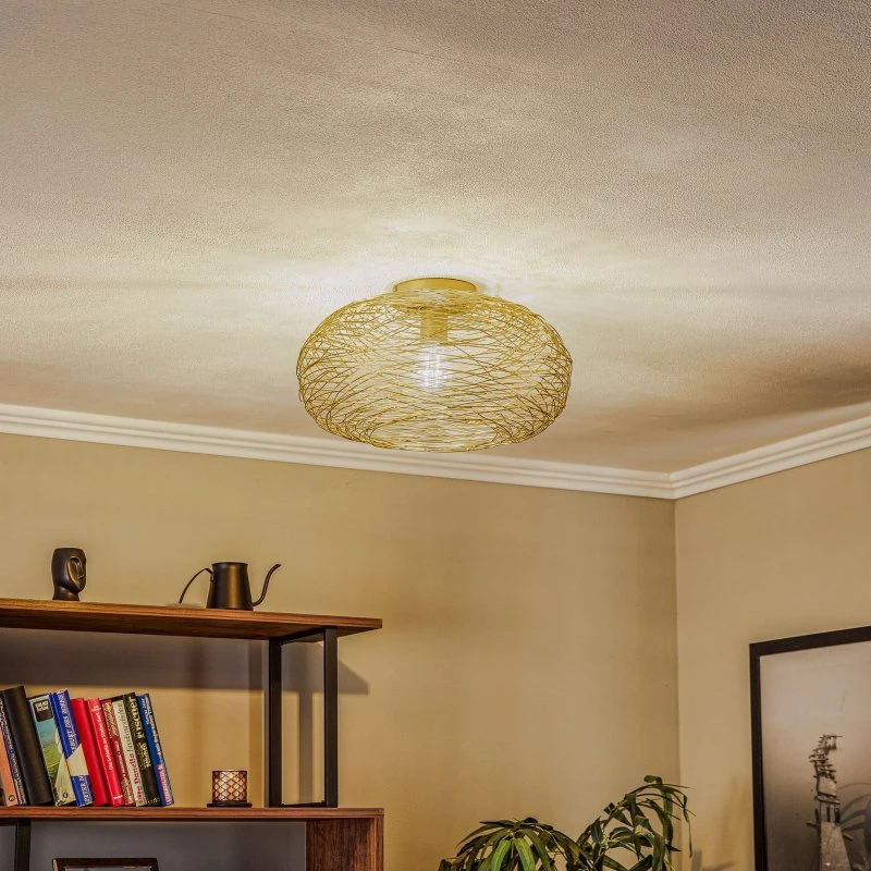 Lampa sufitowa Lindby Kaviya, złota, Ø 40 cm, żelazo, E27