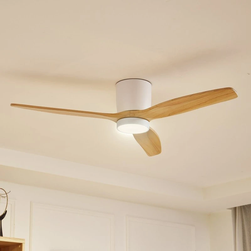 Lucande Faipari Wentylator Sufitowy LED DC 132 cm, Jasne Drewno