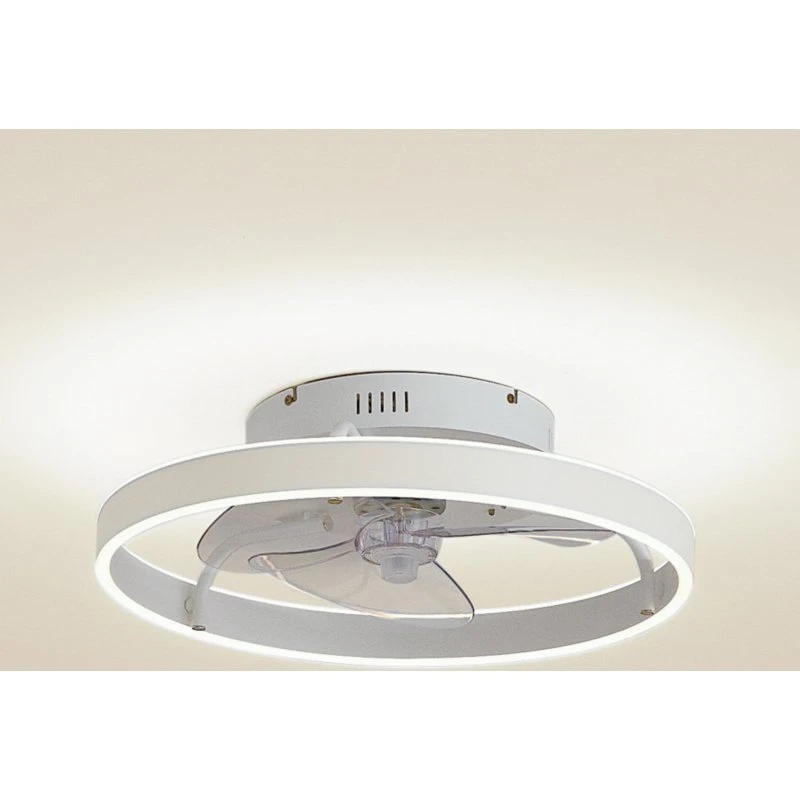 Wentylator sufitowy LED Lindby Momitu, biały, aluminium, Ø 50 cm