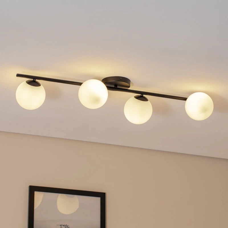 Lampa sufitowa Euluna Glassy 4-punktowa, czarna/opalowa