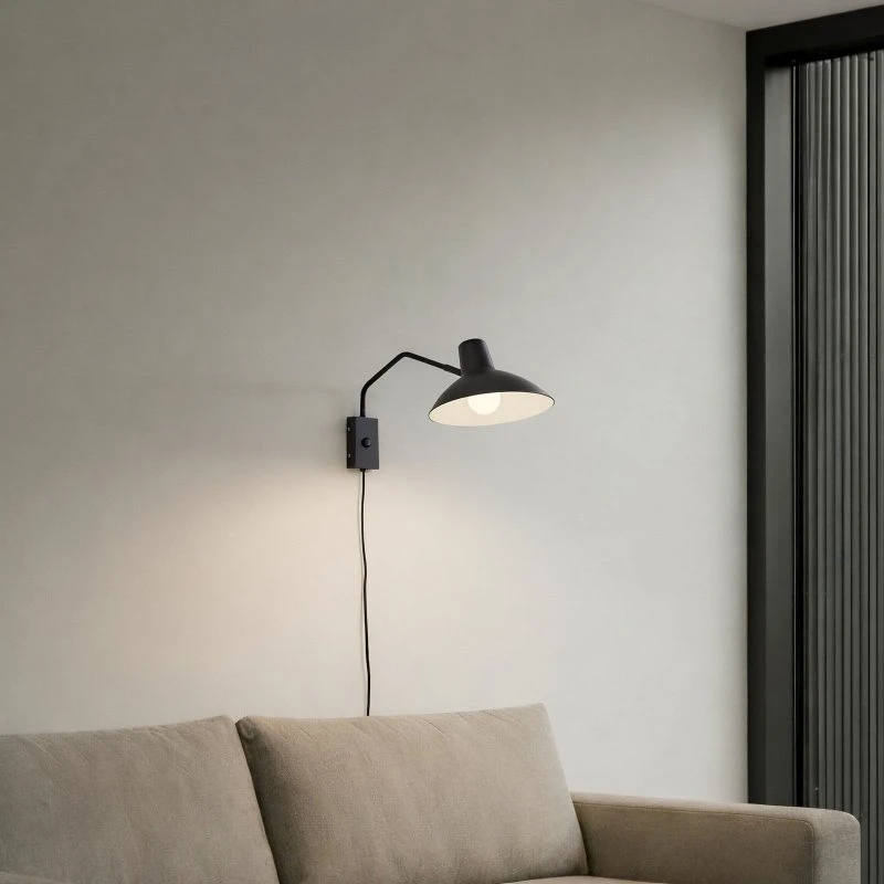 Lindby Adrik Kinkiet Czarny - Nowoczesna Lampa Ścienna Metalowa