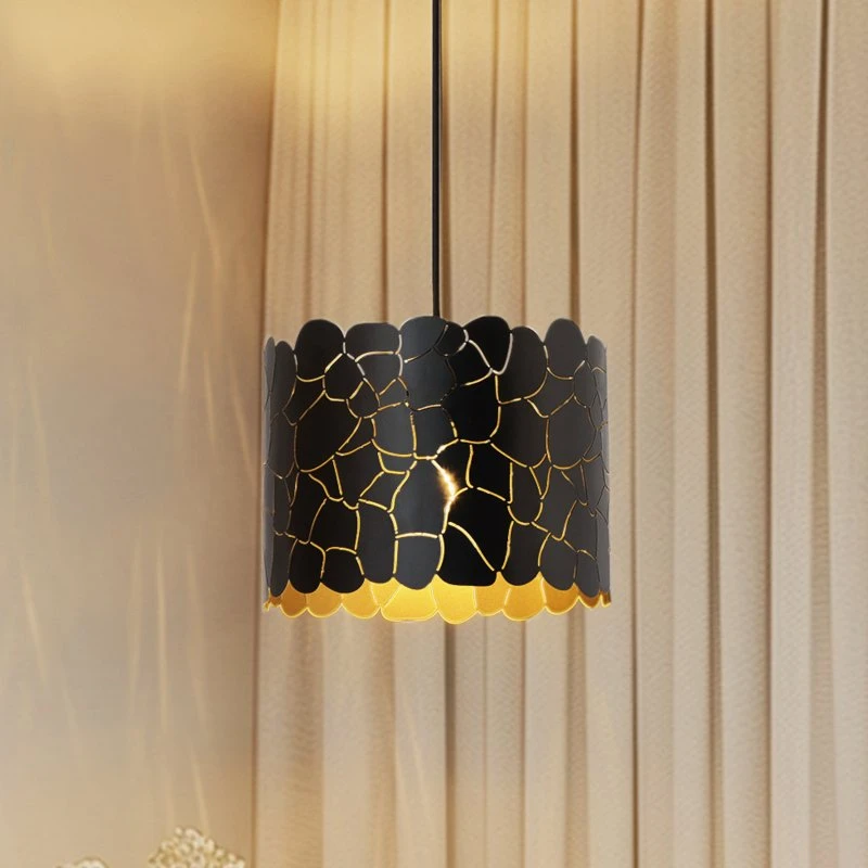 Lindby Aralena Lampa Wisząca Czarny/Złoty, Metal, Ø 26 cm
