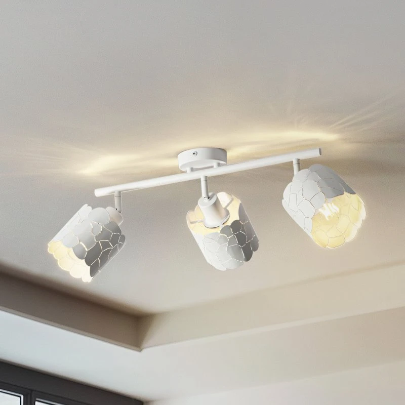Lampa sufitowa Lindby Aralena 3, biała, metalowa, 70,5 cm