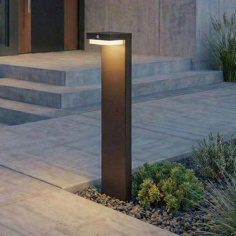 Lindby Eleazar Słupek Oświetleniowy Solarny LED z Czujnikiem, Czarny