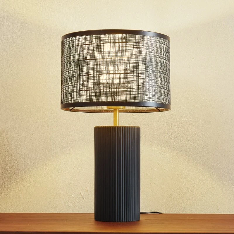 Lindby Sorscha Lampa Stołowa Czarna - Metal i Szkło
