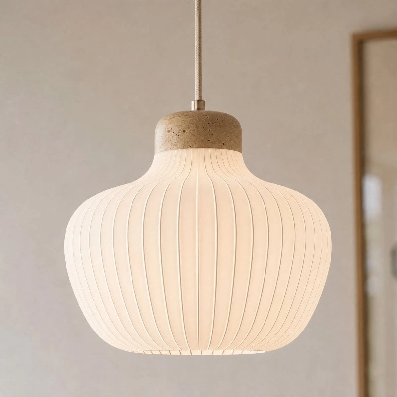 Żyrandol Lucande Eloise, Ø 30 cm, biały, tkanina, E27
