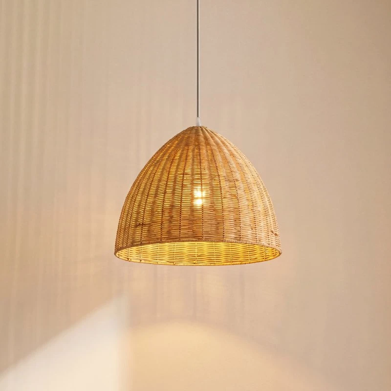 Żyrandol Lindby Laverne, rattan, Ø 40 cm, E27
