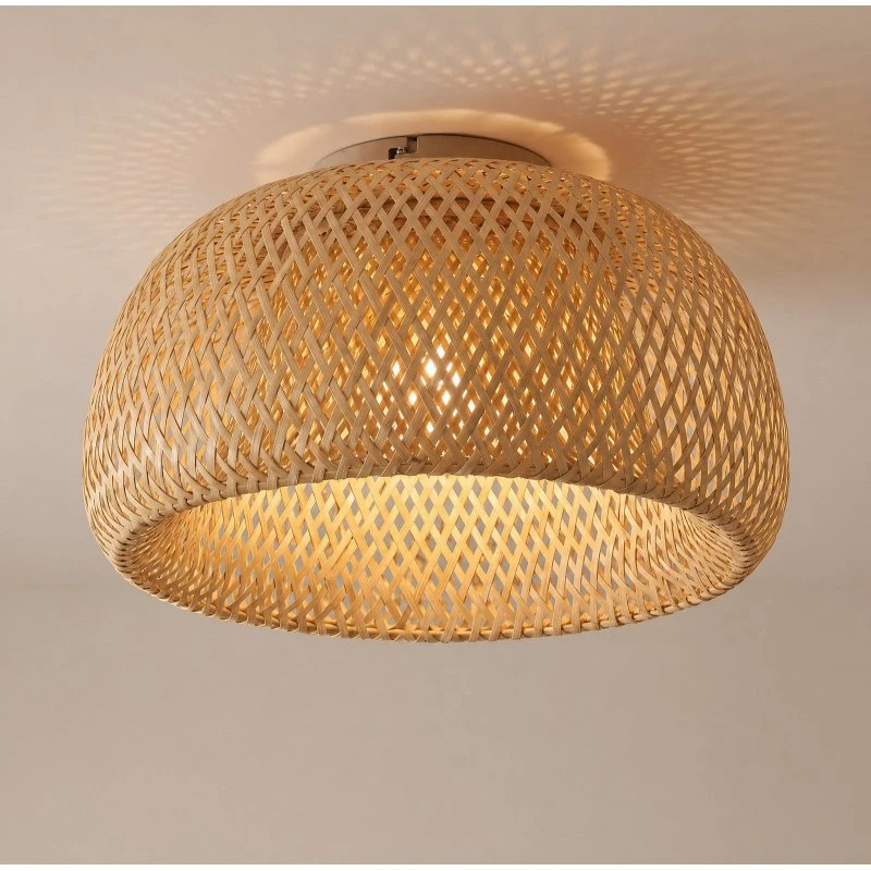 Lampa sufitowa Lindby Jadwiga, bambus, Ø 45 cm, E27