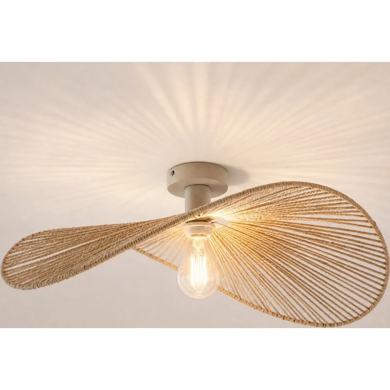 Lampa sufitowa Lindby Valdorin, beżowa, papierowa, 75x50 cm