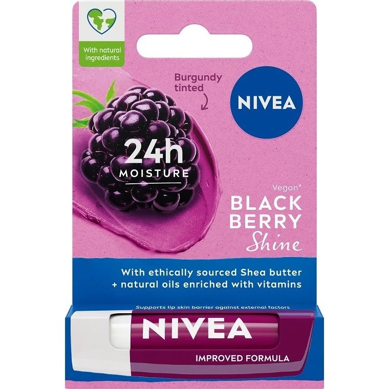 Nivea Blackberry Shine – Pielęgnująca pomadka do ust 4.8g