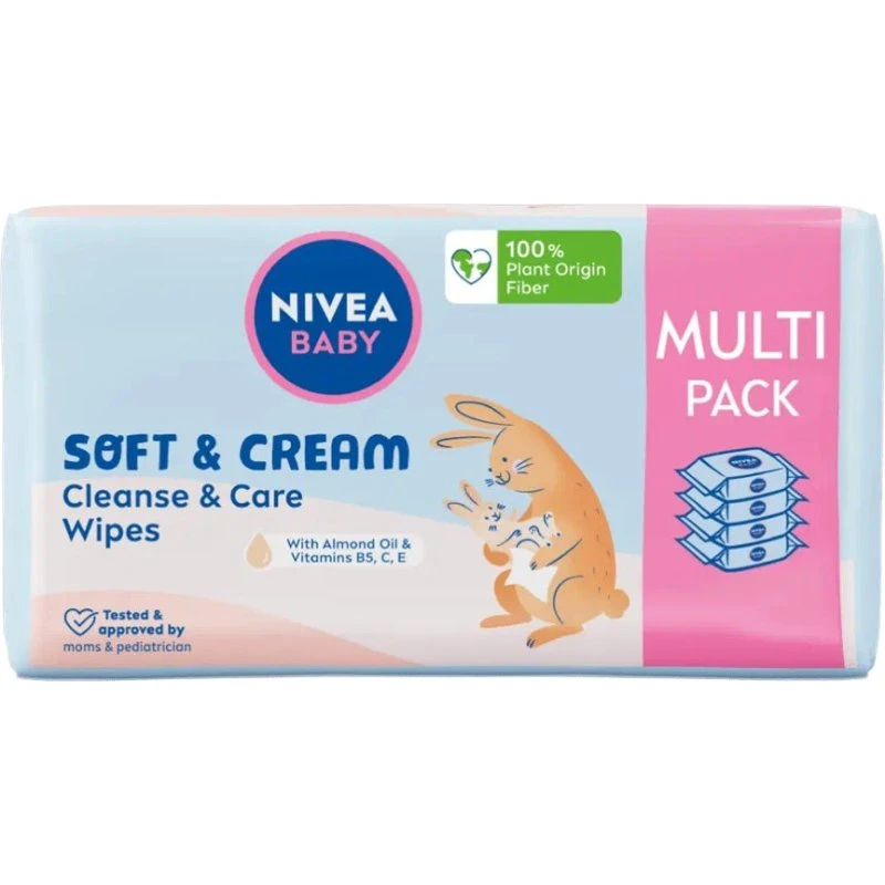 Nivea Baby Soft & Cream chusteczki biodegradowalne 4x57 szt.