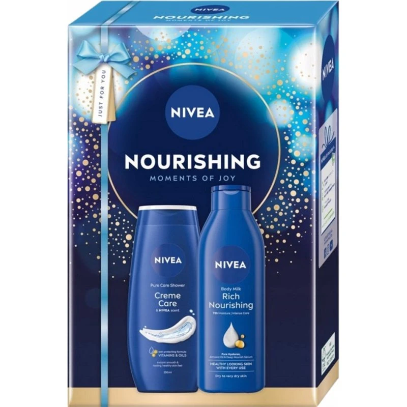 Nivea Nourishing zestaw pielęgnacyjny: żel pod prysznic 250ml + mleczko 250ml