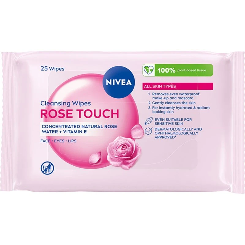 Nivea Rose Touch chusteczki micelarne z organiczną wodą różaną, 25 szt.